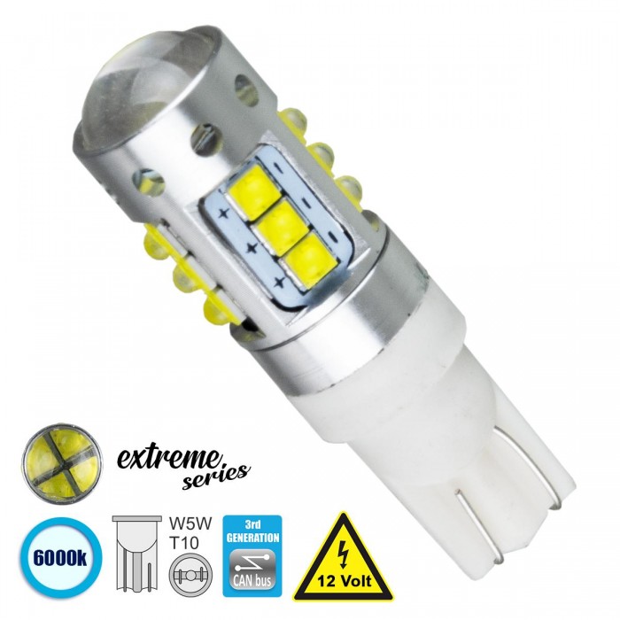 GloboStar® 81120 Λάμπα Αυτοκίνητου T10 W5W 3rd Generation Can-Bus Extreme Series LED 16 CREE XBD 15W 2115lm 360° DC 12V IP20 Ψυχρό Λευκό 6000K GloboStar® 81120 Λάμπα Αυτοκίνητου T10 W5W 3rd Generation Can-Bus Extreme Series LED 16 CREE XBD 15W 2115lm 360° DC 12V IP20 Ψυχρό Λευκό 6000K
