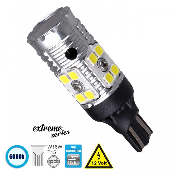 GloboStar® 81131 Λάμπα Αυτοκίνητου T15 - W16W 3rd Generation Can-Bus Extreme Series LED 16 SMD 3030 13W 1950lm 360° DC 12V IP20 Ψυχρό Λευκό 6000K GloboStar® 81131 Λάμπα Αυτοκίνητου T15 - W16W 3rd Generation Can-Bus Extreme Series LED 16 SMD 3030 13W 1950lm 360° DC 12V IP20 Ψυχρό Λευκό 6000K