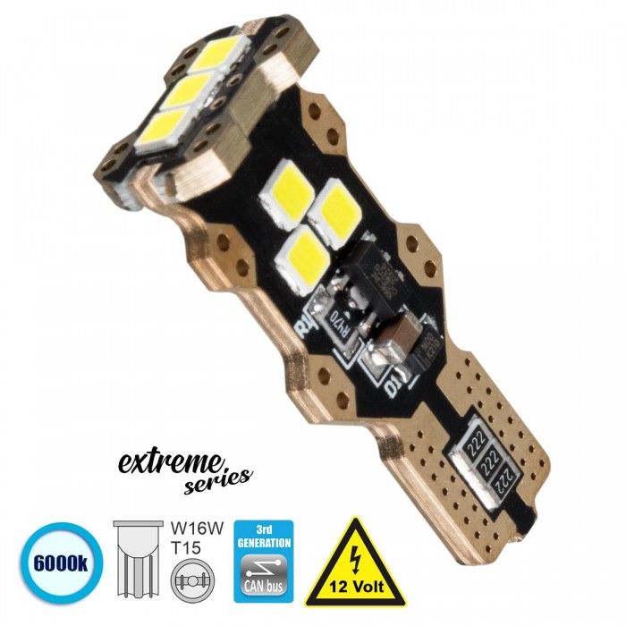 GloboStar® 81132 Λάμπα Αυτοκίνητου T15 - W16W 3rd Generation Can-Bus Extreme Series LED 9 SMD 3030 8W 1200lm 360° DC 12V IP20 Ψυχρό Λευκό 6000K GloboStar® 81132 Λάμπα Αυτοκίνητου T15 - W16W 3rd Generation Can-Bus Extreme Series LED 9 SMD 3030 8W 1200lm 360° DC 12V IP20 Ψυχρό Λευκό 6000K