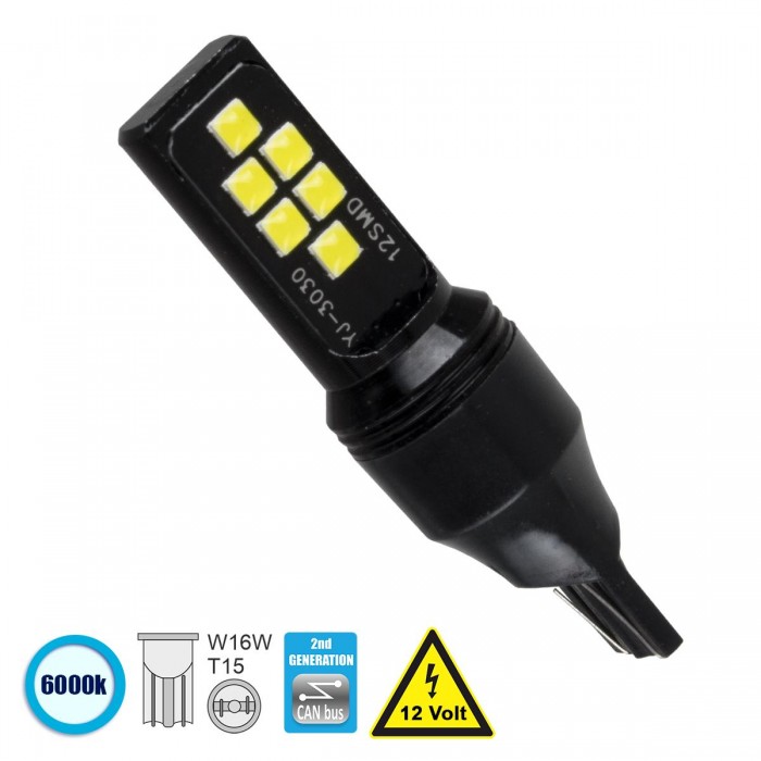 GloboStar® 81133 Λάμπα Αυτοκίνητου T15 - W16W 2nd Generation Can-Bus Series LED 12 SMD 3030 8W 1200lm 360° DC 12V IP20 Ψυχρό Λευκό 6000K GloboStar® 81133 Λάμπα Αυτοκίνητου T15 - W16W 2nd Generation Can-Bus Series LED 12 SMD 3030 8W 1200lm 360° DC 12V IP20 Ψυχρό Λευκό 6000K