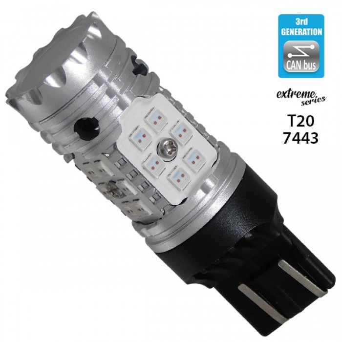 Λαμπτήρας LED Extreme Series Can-Bus 3ης Γενιάς με βάση T20 7443 15W 12v Κόκκινος για Πορείας Στοπ GloboStar 81152 Λαμπτήρας LED Extreme Series Can-Bus 3ης Γενιάς με βάση T20 7443 15W 12v Κόκκινος για Πορείας Στοπ GloboStar 81152