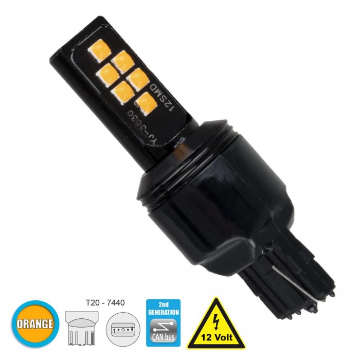 GloboStar® 81158 Λάμπα Αυτοκίνητου T20 - 7440 - W21W 2nd Generation Can-Bus Series LED 12 SMD 3030 8W 960lm 360° DC 12V IP20 Πορτοκαλί GloboStar® 81158 Λάμπα Αυτοκίνητου T20 - 7440 - W21W 2nd Generation Can-Bus Series LED 12 SMD 3030 8W 960lm 360° DC 12V IP20 Πορτοκαλί