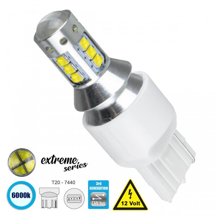 GloboStar® 81165 Λάμπα Αυτοκίνητου T20 - 7440 - W21W 3rd Generation Can-Bus Extreme Series LED 16 CREE XBD 15W 2115lm 360° DC 12V IP20 Ψυχρό Λευκό 6000K GloboStar® 81165 Λάμπα Αυτοκίνητου T20 - 7440 - W21W 3rd Generation Can-Bus Extreme Series LED 16 CREE XBD 15W 2115lm 360° DC 12V IP20 Ψυχρό Λευκό 6000K
