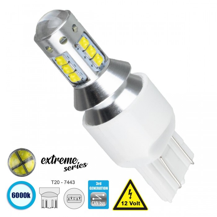 GloboStar® 81166 Λάμπα Αυτοκίνητου T20 - 7443 - W21/5W 3rd Generation Can-Bus Extreme Series LED 16 CREE XBD 15W 2115lm 360° DC 12V IP20 Ψυχρό Λευκό 6000K GloboStar® 81166 Λάμπα Αυτοκίνητου T20 - 7443 - W21/5W 3rd Generation Can-Bus Extreme Series LED 16 CREE XBD 15W 2115lm 360° DC 12V IP20 Ψυχρό Λευκό 6000K