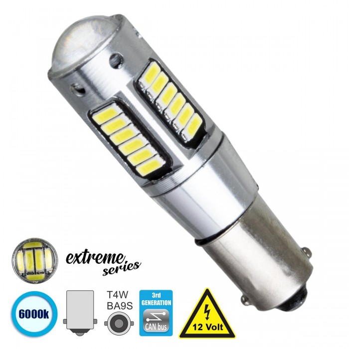 GloboStar® 81291 Λάμπα Αυτοκίνητου BA9S - T4W 3rd Generation Can-Bus Extreme Series LED 30 SMD 4014 6W 900lm 360° DC 12V IP20 Ψυχρό Λευκό 6000K GloboStar® 81291 Λάμπα Αυτοκίνητου BA9S - T4W 3rd Generation Can-Bus Extreme Series LED 30 SMD 4014 6W 900lm 360° DC 12V IP20 Ψυχρό Λευκό 6000K