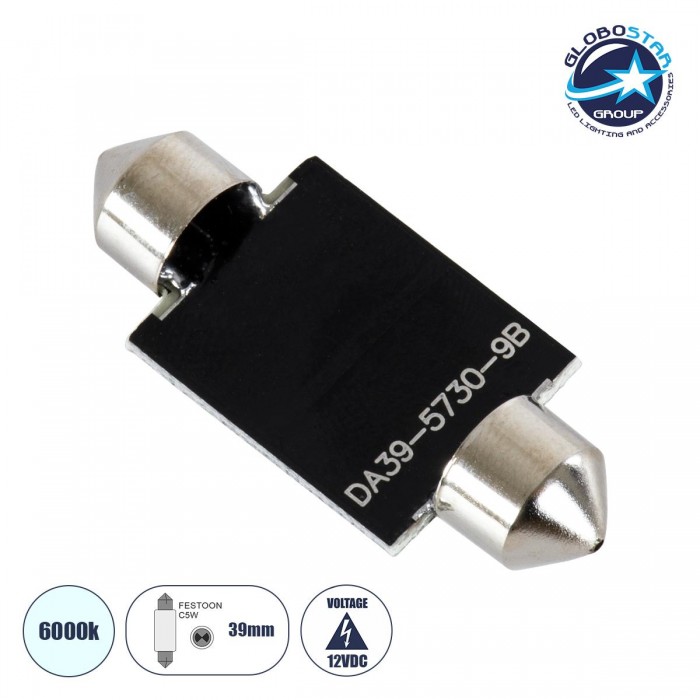 GloboStar® 81307 Λάμπα Αυτοκινήτου LED 39mm FESTOON - C5W 9xSMD5630 4.5W 675lm 120° DC 12-16V IP20 Μ3.9 x Π1.2 x Υ1.2cm Ψυχρό Λευκό 6000K GloboStar® 81307 Λάμπα Αυτοκινήτου LED 39mm FESTOON - C5W 9xSMD5630 4.5W 675lm 120° DC 12-16V IP20 Μ3.9 x Π1.2 x Υ1.2cm Ψυχρό Λευκό 6000K