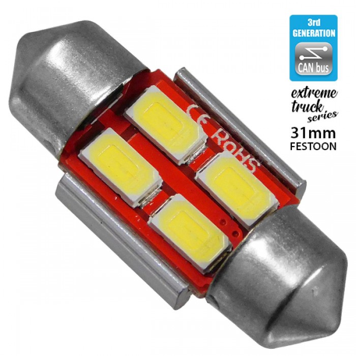 Σωληνωτός LED Extreme Truck Series Can-Bus 3ης Γενιάς 31mm 3w 24V Ψυχρό Λευκό 6000k GloboStar 81341 Σωληνωτός LED Extreme Truck Series Can-Bus 3ης Γενιάς 31mm 3w 24V Ψυχρό Λευκό 6000k GloboStar 81341