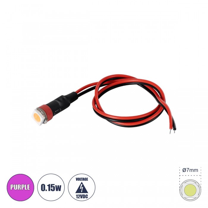 GloboStar® SMD-LED 81489 Υψηλής Ισχύος SMD LED 0.15W DC 12V - Φ0.7 x Υ2.3cm - Φούξια - Dimmable - 2 Χρόνια Εγγύηση