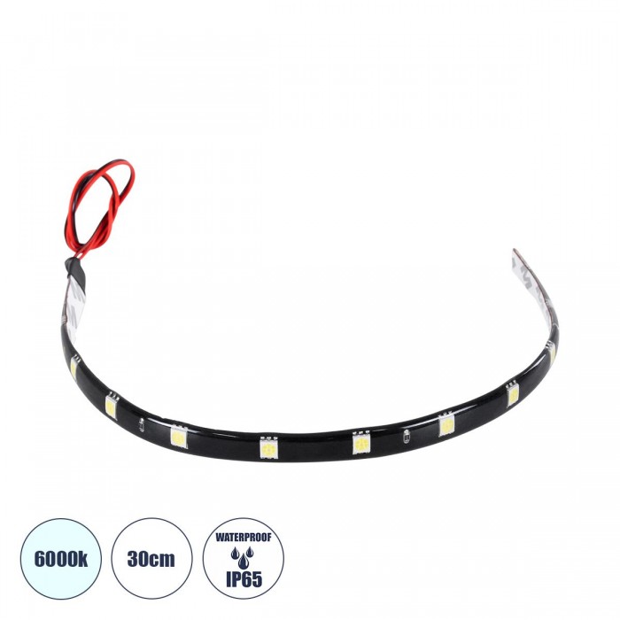 GloboStar® Αδιάβροχη Ταινία LED 30cm 15xSMD5050 IP65 Μ30 x Π1 x Υ0.3cm Ψυχρό Λευκό 6000K GloboStar® Αδιάβροχη Ταινία LED 30cm 15xSMD5050 IP65 Μ30 x Π1 x Υ0.3cm Ψυχρό Λευκό 6000K