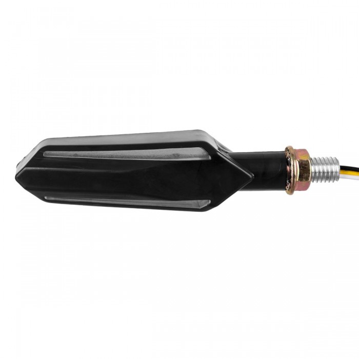 GloboStar® 81756 ΣΕΤ 2 x Φλάς Μοτοσυκλέτας Universal Knife LED SMD 5050 5W DC 12V 2 Λειτουργιών Κόκκινο για Πορείας-Stop & με Τρεχούμενο Εφέ Φωτισμού Πορτοκαλί για Φλας Αδιάβροχα IP65