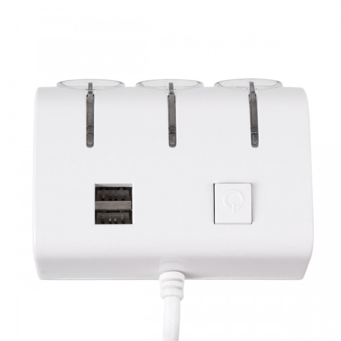 GloboStar® 81807 Πολύπριζο - Φορτιστής Αυτοκινήτου 2 x USB 3.1A & 3 x Θύρες Αναπτήρα Αυτοκινήτου DC 12-24V Max 60W Μαύρο Λευκό