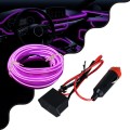 GloboStar® 82207 TUBE 360° Degree Διακοσμητική EL-Wire Neon Αυτοκινήτου Κορδόνι ΣΕΤ 3m 1W/3m 30lm/m 360° DC 12V με Βύσμα Αναπτήρα Αυτοκινήτου Αδιάβροχη IP68 Μωβ