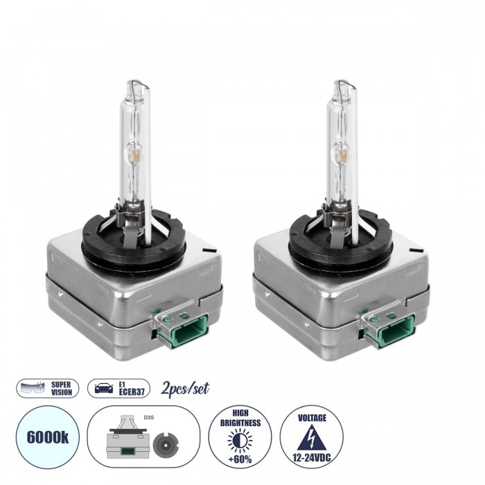 GloboStar® D3S 84034 Λάμπες Αυτοκινήτου HID Xenon Super Vision High Brightness +60% E1 ECER37 360° DC 12-24V IP20 Μ4 x Π5 x Υ8cm 6000K- Σετ 2 Τεμαχίων GloboStar® D3S 84034 Λάμπες Αυτοκινήτου HID Xenon Super Vision High Brightness +60% E1 ECER37 360° DC 12-24V IP20 Μ4 x Π5 x Υ8cm 6000K- Σετ 2 Τεμαχίων