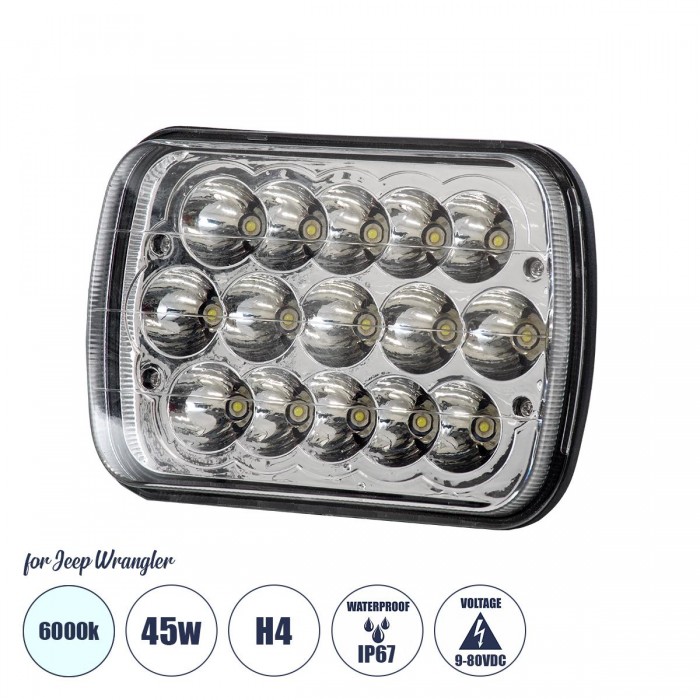 GloboStar® 85421 Φανάρι JEEP WRANGLER Βασικού Φωτισμού H4 H/L LED CREE CXB COB 45W 4500lm DC 9-80V Αδιάβροχο IP67 Ψυχρό Λευκό 6000K Μ17 x Π11 x Υ5.5cm GloboStar® 85421 Φανάρι JEEP WRANGLER Βασικού Φωτισμού H4 H/L LED CREE CXB COB 45W 4500lm DC 9-80V Αδιάβροχο IP67 Ψυχρό Λευκό 6000K Μ17 x Π11 x Υ5.5cm