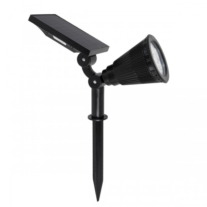 GloboStar® 85710 Μαύρο Προβολάκι Σποτ Κήπου Πλαστικό Καρφωτό LED HIGH POWER 8W 800lm με Ενσωματωμένη Μπαταρία 2200mAh - Φωτοβολταϊκό Πάνελ με Αισθητήρα Ημέρας-Νύχτας Αδιάβροχo IP67 Ψυχρό Λευκό 6000K