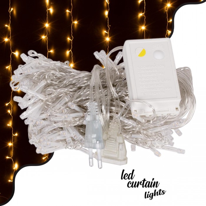 85800 Διακοσμητική Κουρτίνα 3 x 2 Μέτρα με Controller 8 Προγραμμάτων Φωτισμού - Επεκτεινόμενη 240 LED 6W AC 230V με Διάφανο Καλώδιο & Πρίζα Schuko IP20 Θερμό Λευκό 3000K Μ3 x Υ2m 85800 Διακοσμητική Κουρτίνα 3 x 2 Μέτρα με Controller 8 Προγραμμάτων Φωτισμού - Επεκτεινόμενη 240 LED 6W AC 230V με Διάφανο Καλώδιο & Πρίζα Schuko IP20 Θερμό Λευκό 3000K Μ3 x Υ2m
