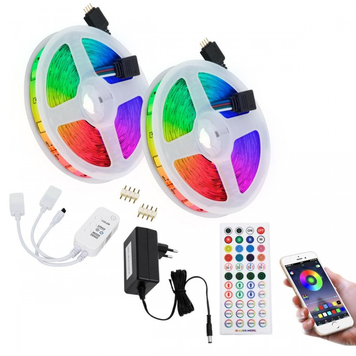 GloboStar® 85813 Σετ Ταινία LED 2 x 5m 72W/10m 60LED/m 5050 SMD 600lm/m 120° IP20 με Ενσωματωμένα Προγράμματα Λειτουργίας - WiFi - Ασύρματο Χειριστήριο RF 2.4Ghz και Τροφοδοτικό RGB Dimmable GloboStar® 85813 Σετ Ταινία LED 2 x 5m 72W/10m 60LED/m 5050 SMD 600lm/m 120° IP20 με Ενσωματωμένα Προγράμματα Λειτουργίας - WiFi - Ασύρματο Χειριστήριο RF 2.4Ghz και Τροφοδοτικό RGB Dimmable