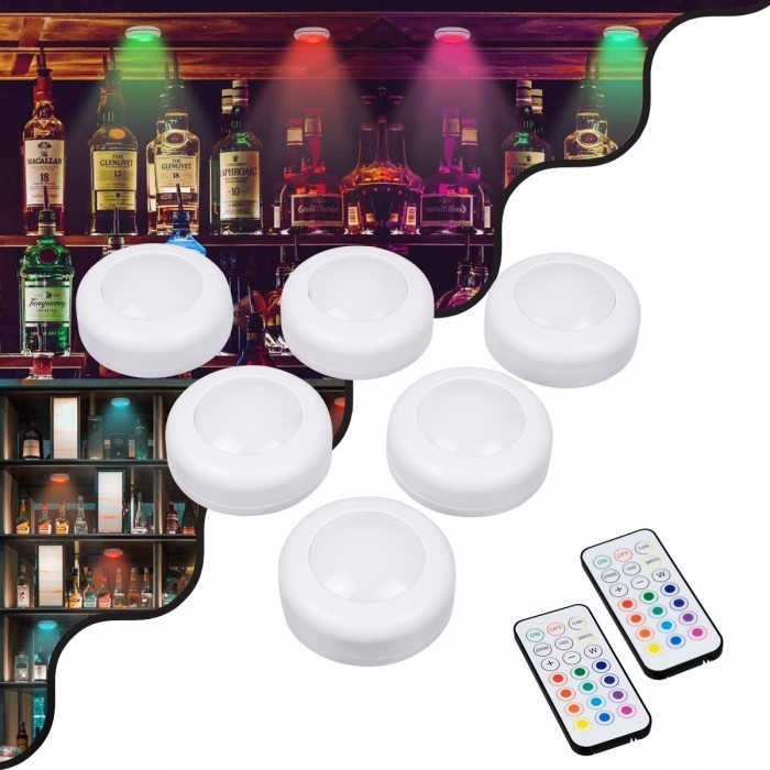 GloboStar® 85818 Φωτιστικά Νυκτός Μπαταρίας LED SMD 5050 6W 600lm με Ασύρματο Χειριστήριο RF - ΣΕΤ 6 Τεμαχίων Πολύχρωμα RGB GloboStar® 85818 Φωτιστικά Νυκτός Μπαταρίας LED SMD 5050 6W 600lm με Ασύρματο Χειριστήριο RF - ΣΕΤ 6 Τεμαχίων Πολύχρωμα RGB