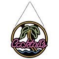 GloboStar® 85851 Φωτιστικό Ταμπέλα Φωτεινή Επιγραφή NEON LED Σήμανσης COCKTAILS 30W AC 230V με Διακόπτη On/Off Ροζ - Γαλάζιο - Κίτρινο - Πράσινο