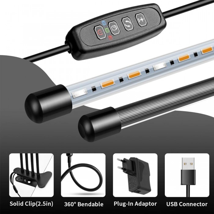 GloboStar® 85957 Grow Light Full Spectrum LED Φωτιστικό Ανάπτυξης Φυτών Γλάστρας με 4 Κινούμενες Κεφαλές & Βάση Μανταλάκι Clip SMD 2835 20W 160° AC230V IP20 με Dimmer & Timer Εσωτερικού Χώρου για Κάλυψη Επιφάνειας 1m x 1m Πλήρους Φάσματος Φωτισμού GloboStar® 85957 Grow Light Full Spectrum LED Φωτιστικό Ανάπτυξης Φυτών Γλάστρας με 4 Κινούμενες Κεφαλές & Βάση Μανταλάκι Clip SMD 2835 20W 160° AC230V IP20 με Dimmer & Timer Εσωτερικού Χώρου για Κάλυψη Επιφάνειας 1m x 1m Πλήρους Φάσματος Φωτισμού