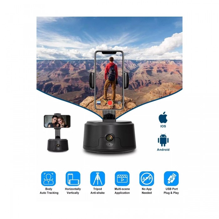 GloboStar® 86005 Following Face Auto Tracking Live Steaming Mobile Stand - Βάση Κινητού με Ανιχνευτή Κίνησης & Βάση για Τρίποδο - Μαύρο GloboStar® 86005 Following Face Auto Tracking Live Steaming Mobile Stand - Βάση Κινητού με Ανιχνευτή Κίνησης & Βάση για Τρίποδο - Μαύρο