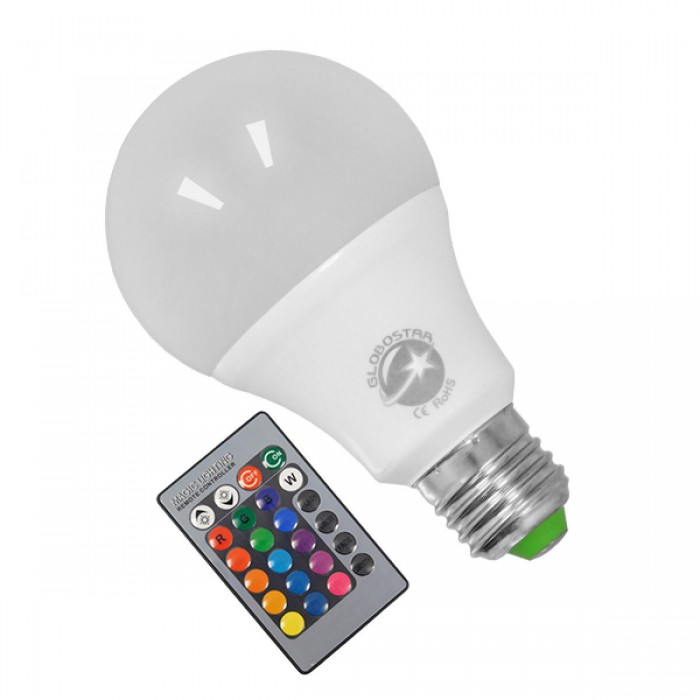 Λάμπα LED E27 A70 Γλόμπος 8W 230V 520lm 260° με Ασύρματο Χειριστήριο RGB GloboStar 88964 Λάμπα LED E27 A70 Γλόμπος 8W 230V 520lm 260° με Ασύρματο Χειριστήριο RGB GloboStar 88964