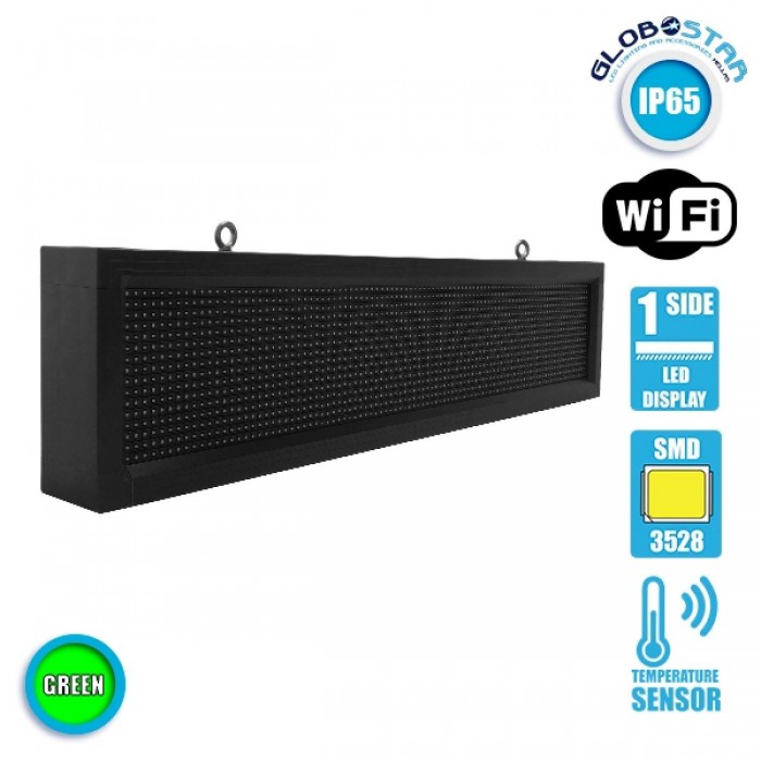 GloboStar® 90252 Κυλιόμενη Ψηφιακή Επιγραφή P10 LED SMD AC 220-240V με Wi-Fi - Αδιάβροχή IP54 - Μονής Όψης - Μ104 x Π9 x Υ24cm Πράσινο GloboStar® 90252 Κυλιόμενη Ψηφιακή Επιγραφή P10 LED SMD AC 220-240V με Wi-Fi - Αδιάβροχή IP54 - Μονής Όψης - Μ104 x Π9 x Υ24cm Πράσινο