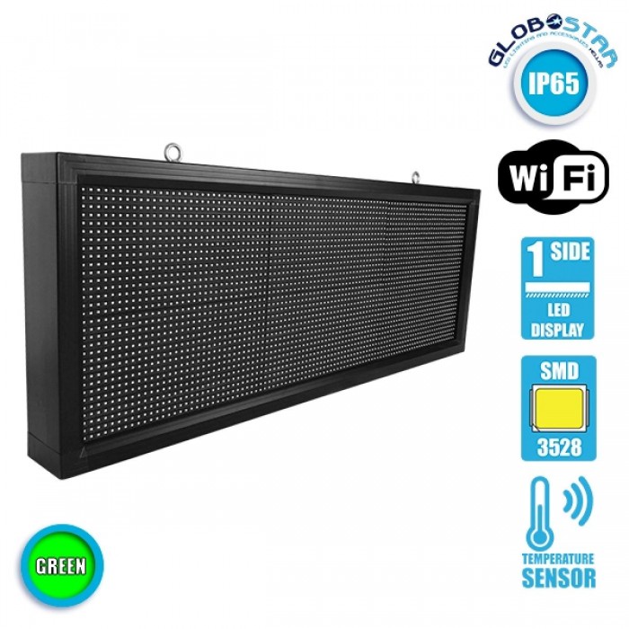 GloboStar® 90272 Κυλιόμενη Ψηφιακή Επιγραφή P10 LED SMD AC 220-240V με Wi-Fi - Αδιάβροχή IP54 - Μονής Όψης - Μ104 x Π9 x Υ40cm Πράσινο GloboStar® 90272 Κυλιόμενη Ψηφιακή Επιγραφή P10 LED SMD AC 220-240V με Wi-Fi - Αδιάβροχή IP54 - Μονής Όψης - Μ104 x Π9 x Υ40cm Πράσινο