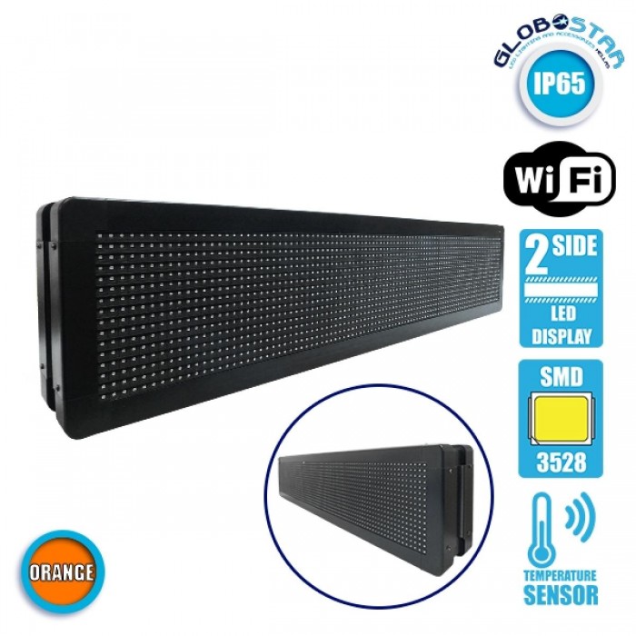 GloboStar® 90304 Κυλιόμενη Ψηφιακή Επιγραφή P10 LED SMD AC 220-240V με Wi-Fi - Αδιάβροχή IP65 - Διπλής Όψης - Μ104 x Π12 x Υ20cm Πορτοκαλί GloboStar® 90304 Κυλιόμενη Ψηφιακή Επιγραφή P10 LED SMD AC 220-240V με Wi-Fi - Αδιάβροχή IP65 - Διπλής Όψης - Μ104 x Π12 x Υ20cm Πορτοκαλί
