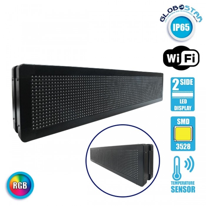 GloboStar® 90305 Κυλιόμενη Ψηφιακή Επιγραφή P10 LED SMD AC 220-240V με Wi-Fi - Αδιάβροχή IP65 - Διπλής Όψης - Μ104 x Π12 x Υ20cm RGBW GloboStar® 90305 Κυλιόμενη Ψηφιακή Επιγραφή P10 LED SMD AC 220-240V με Wi-Fi - Αδιάβροχή IP65 - Διπλής Όψης - Μ104 x Π12 x Υ20cm RGBW