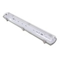GloboStar® 90611 2 x 60cm T8 Tri-Proof Πλαστικό PC Σκαφάκι με Μεταλλικά Clips για 2 x Λάμπες Φθορίου LED Τροφοδοσίας Ενός Άκρου Αδιάβροχο IP65