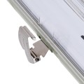 GloboStar® 90611 2 x 60cm T8 Tri-Proof Πλαστικό PC Σκαφάκι με Μεταλλικά Clips για 2 x Λάμπες Φθορίου LED Τροφοδοσίας Ενός Άκρου Αδιάβροχο IP65