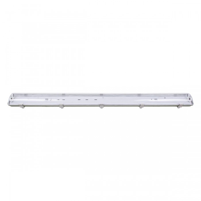 GloboStar® 90613 2 x 120cm T8 Tri-Proof Πλαστικό PC Σκαφάκι με Μεταλλικά Clips για 2 x Λάμπες Φθορίου LED Τροφοδοσίας Ενός Άκρου Αδιάβροχο IP65 - 5 Χρόνια Εγγύηση