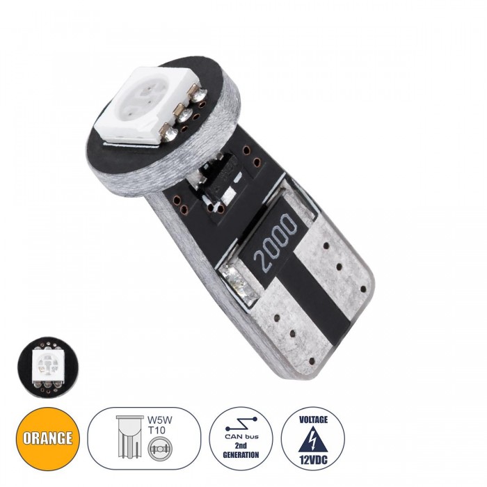 GloboStar® 95650 Λάμπα Αυτοκίνητου LED T10 W5W 2rd Generation Can-Bus Series 1xSMD5050 1.5W 120lm 120° DC 12-16V IP20 Φ1 x H2.2cm Πορτοκαλί GloboStar® 95650 Λάμπα Αυτοκίνητου LED T10 W5W 2rd Generation Can-Bus Series 1xSMD5050 1.5W 120lm 120° DC 12-16V IP20 Φ1 x H2.2cm Πορτοκαλί