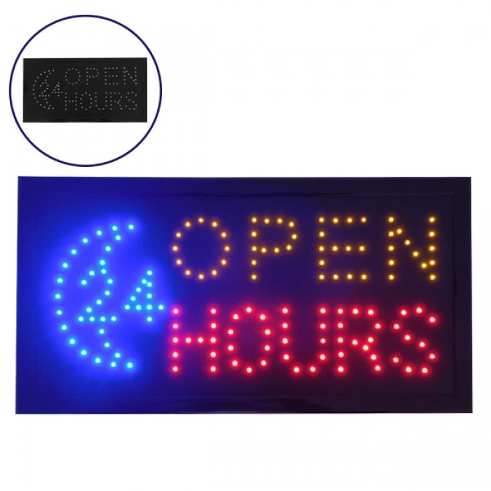 Φωτιστικό LED Σήμανσης OPEN 24 HOURS με Διακόπτη ON/OFF και Πρίζα 230v 48x2x25cm GloboStar 96305 Φωτιστικό LED Σήμανσης OPEN 24 HOURS με Διακόπτη ON/OFF και Πρίζα 230v 48x2x25cm GloboStar 96305