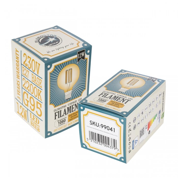 GloboStar® 99041 LED Long Filament Bulb E27 G95 Globe 12W 1080lm 360° AC 220-240V IP20 D9.5 x H13.5cm Ultra Θερμό Λευκό 2200K με Μελί Γυαλί - Dimmable - 3 Years Warranty GloboStar® 99041 LED Long Filament Bulb E27 G95 Globe 12W 1080lm 360° AC 220-240V IP20 D9.5 x H13.5cm Ultra Θερμό Λευκό 2200K με Μελί Γυαλί - Dimmable - 3 Years Warranty