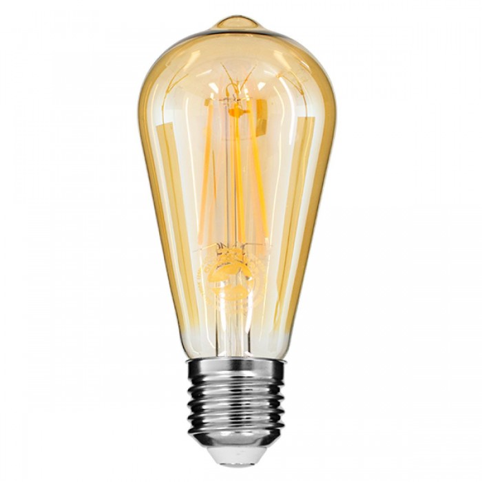 GloboStar® 99047 Λάμπα E27 ST64 Αχλάδι LED LONG FILAMENT 10W 1050 lm 320° AC 85-265V Edison Retro με Μελί Γυαλί Ultra Θερμό Λευκό 2200 K Dimmable