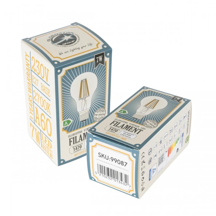 GLOBOSTAR® GLOBE 99087 Λάμπα E27 A60 LED 7W 1470lm 360° AC 220-240V IP20 Θερμό Λευκό 2700K - Long Filament Chip - Διάφανο - Μ6 x Π6 x Υ11cm - 3 Χρόνια Εγγύηση GLOBOSTAR® GLOBE 99087 Λάμπα E27 A60 LED 7W 1470lm 360° AC 220-240V IP20 Θερμό Λευκό 2700K - Long Filament Chip - Διάφανο - Μ6 x Π6 x Υ11cm - 3 Χρόνια Εγγύηση