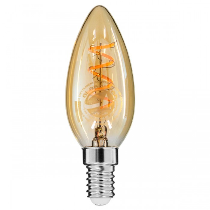 GloboStar® 99133 Λάμπα E14 C35 Κεράκι LED SOFT SPIRAL FILAMENT 4W 320 lm 320° AC 85-265V Edison Retro με Μελί Γυαλί Ultra Θερμό Λευκό 2200 K Dimmable GloboStar® 99133 Λάμπα E14 C35 Κεράκι LED SOFT SPIRAL FILAMENT 4W 320 lm 320° AC 85-265V Edison Retro με Μελί Γυαλί Ultra Θερμό Λευκό 2200 K Dimmable