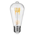 GloboStar® 99140 Λάμπα E27 ST64 Αχλάδι LED SOFT T SPIRAL FILAMENT 6W 510 lm 320° AC 85-265V Edison Retro με Διάφανο Γυαλί Θερμό Λευκό 2700 K Dimmable