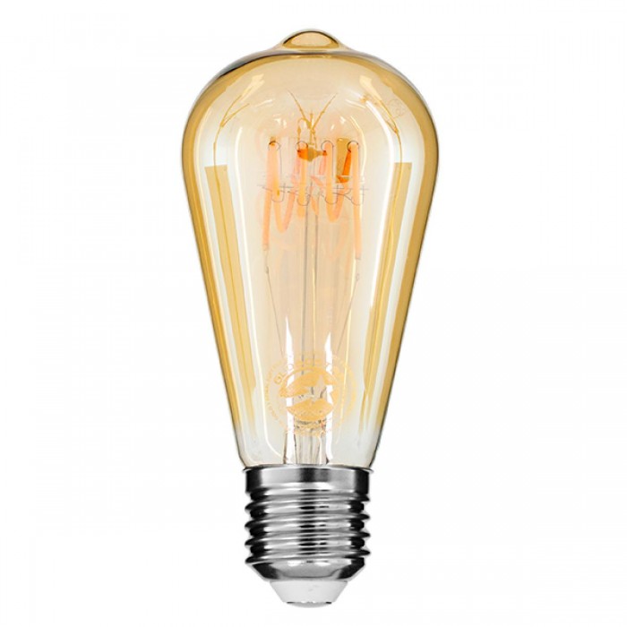 GloboStar® 99141 Λάμπα E27 ST64 Αχλάδι LED SOFT T SPIRAL FILAMENT 6W 490 lm 320° AC 85-265V Edison Retro με Μελί Γυαλί Ultra Θερμό Λευκό 2200 K Dimmable