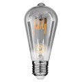 GloboStar® 99142 Λάμπα E27 ST64 Αχλάδι LED SOFT T SPIRAL FILAMENT 6W 470 lm 320° AC 85-265V Edison Retro με Φιμέ Γυαλί Θερμό Λευκό 2700 K Dimmable