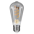 GloboStar® 99145 Λάμπα E27 ST64 Αχλάδι LED SOFT S SPIRAL FILAMENT 6W 470 lm 320° AC 85-265V Edison Retro με Φιμέ Γυαλί Θερμό Λευκό 2700 K Dimmable