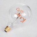 GLOBOSTAR® KISS ME 99256 Λάμπα E27 G125 LED 4W 340lm 360° AC 220-240V IP20 Ροζ Dimmable - Filament Chip - Διάφανο - Μ12.5 x Π12.5 x Υ18cm - 3 Χρόνια Εγγύηση