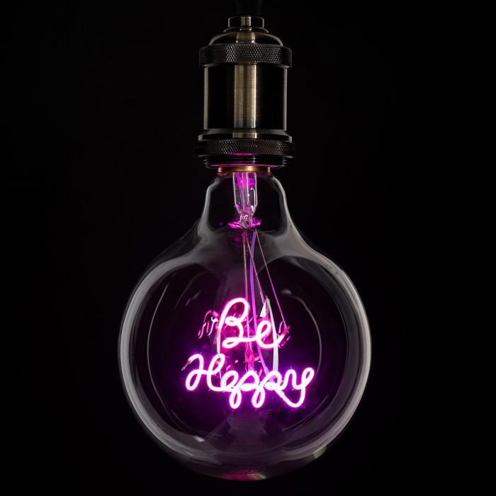 GLOBOSTAR® BE HAPPY 99259 Λάμπα E27 G125 LED 4W 340lm 360° AC 220-240V IP20 Ροζ Dimmable - Filament Chip - Διάφανο - Μ12.5 x Π12.5 x Υ18cm - 3 Χρόνια Εγγύηση