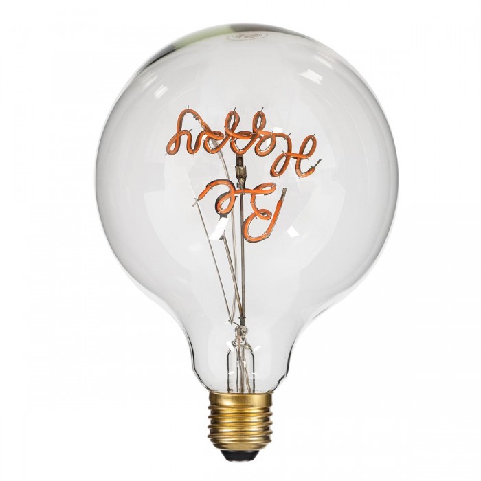 GLOBOSTAR® BE HAPPY 99259 Λάμπα E27 G125 LED 4W 340lm 360° AC 220-240V IP20 Ροζ Dimmable - Filament Chip - Διάφανο - Μ12.5 x Π12.5 x Υ18cm - 3 Χρόνια Εγγύηση