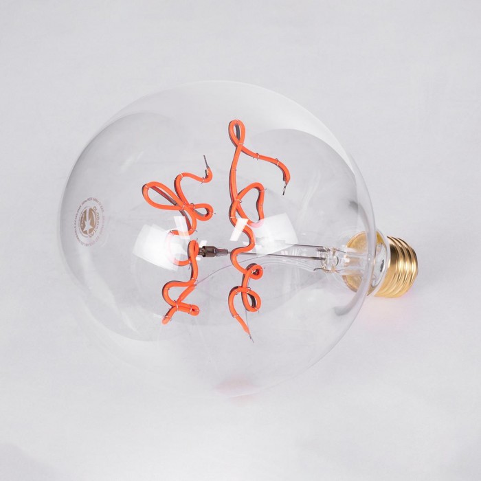 GLOBOSTAR® LOVE YOU 99260 Λάμπα E27 G125 LED 4W 340lm 360° AC 220-240V IP20 Κόκκινο Dimmable - Filament Chip - Διάφανο - Μ12.5 x Π12.5 x Υ18cm - 3 Χρόνια Εγγύηση