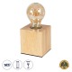 GloboStar® WOODBOX 99405 Μοντέρνο Επιτραπέζιο Φωτιστικό Πορτατίφ Μονόφωτο 1 x E27 IP20 Μπεζ Ξύλο - Μ7.6 x Π7.6 x Υ8.2cm