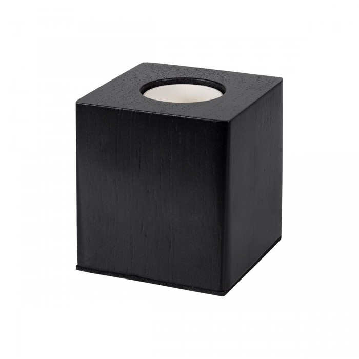 GloboStar® WOODBOX 99407 Μοντέρνο Επιτραπέζιο Φωτιστικό Πορτατίφ Μονόφωτο 1 x E27 IP20 Μαύρο Ξύλο - Μ7.6 x Π7.6 x Υ8.2cm