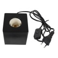 GloboStar® WOODBOX 99407 Μοντέρνο Επιτραπέζιο Φωτιστικό Πορτατίφ Μονόφωτο 1 x E27 IP20 Μαύρο Ξύλο - Μ7.6 x Π7.6 x Υ8.2cm